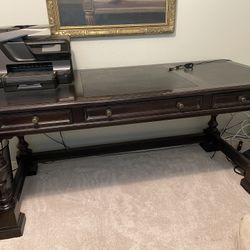 Wood/ Leather Top Desk By Antique Roadshow 