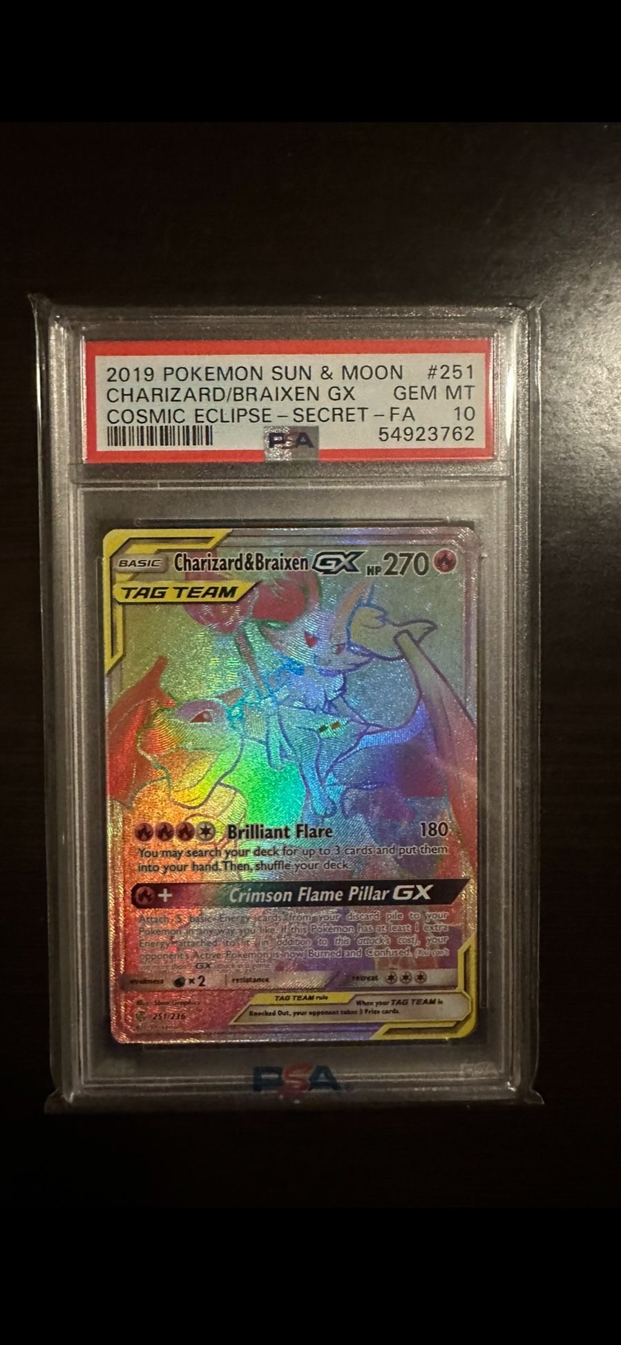 PSA 10 Charizard & Braixen GX Tag Team Secret Rare Pokemon