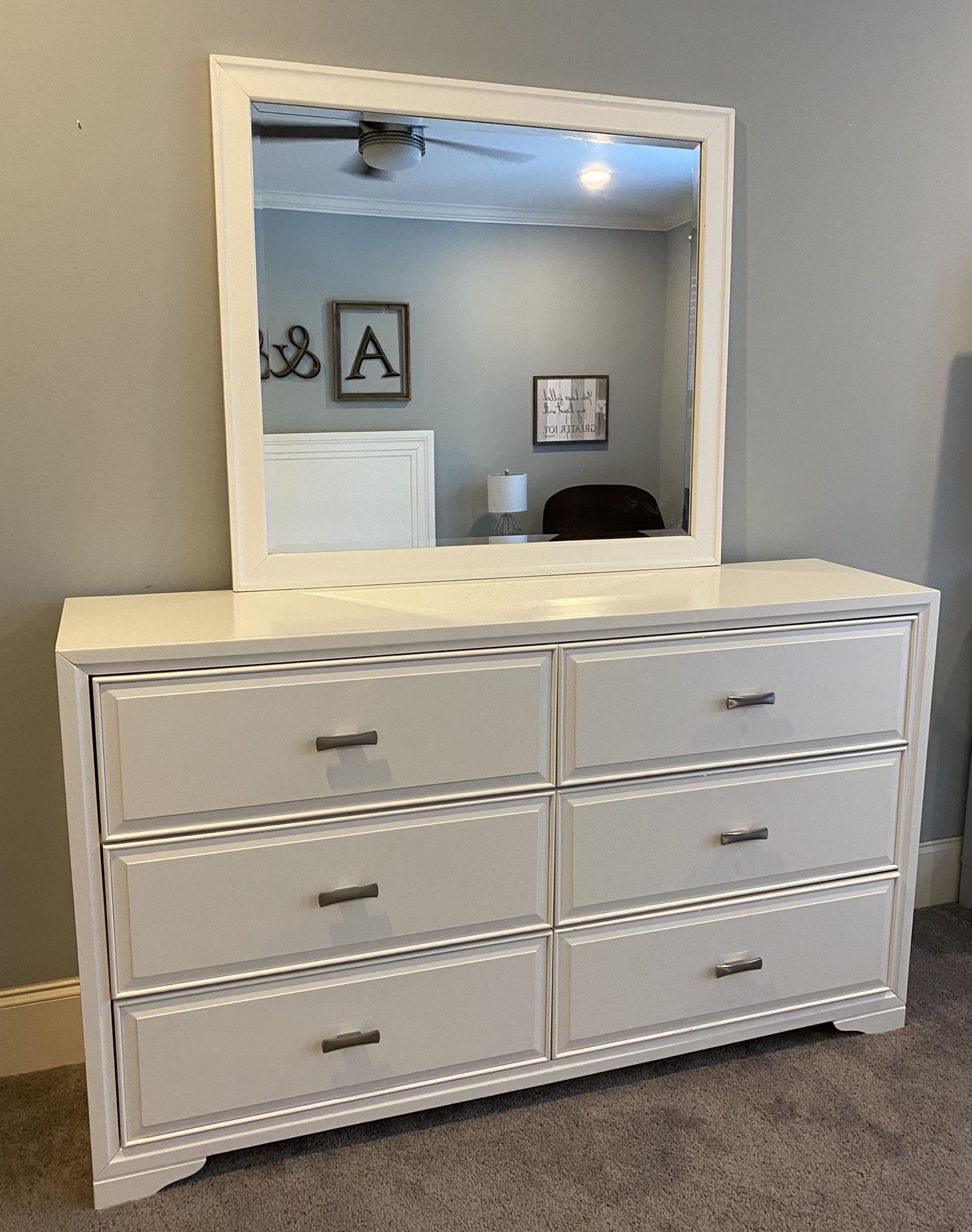 White Dresser and Mirror