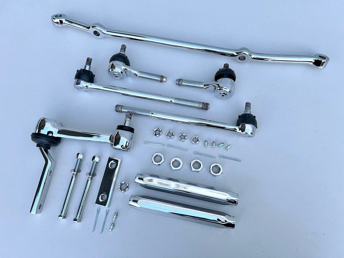 1(contact info removed) Chevrolet Impala, Bel Air, Biscayne Steering Linkage Kit With Inner and Outer Tie Rods and Adjusting Sleeves / Chrome Plated