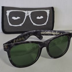 CRAP Eyewear Sunglasses – Green Lenses – The Nudie Mag – With Case