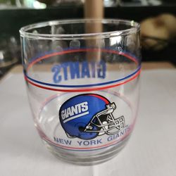Vintage 1980's New York Giants Drinking Glass 12oz Barware 3 3/4" Tall