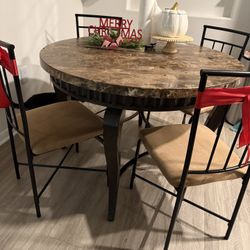 Faux-Marble Dining Table Set