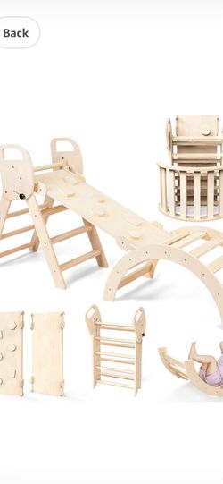 Triangle Set Foldable Wooden Toddler Climbing Toys Indoor, Playground Jungle Gym for Kids, Montessori Climbing Set for Toddlers