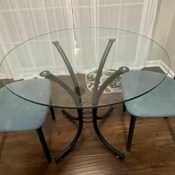 Glass Round Table With 2 Chairs 