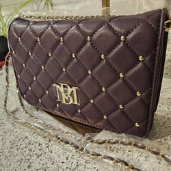 Brand NEW Badgley Mischka Crossbody PLUM with GOLDTONE STUDS & STRAP