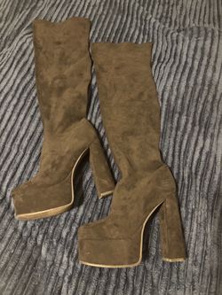 Black Suede Over-the-Knee Platform Boots