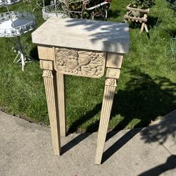 Sturdy Slim Tall Pedestal Table , Stone Top