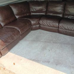 Sectional Leather Sofa Brown Natuzzi 
