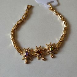 Multi Color Stone Turtle Bracelet 