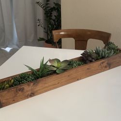 Faux Succulent Planter Wooden Box Large