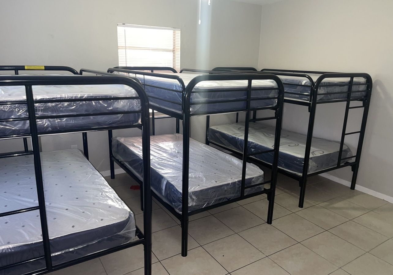 3 Twin over Twin bunk beds frame and free delivery in box with the mattress and