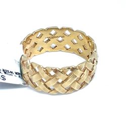 14Kt Yellow Gold Wide Weave Style Ring 7.90g Size 12 9.5MM I-1470