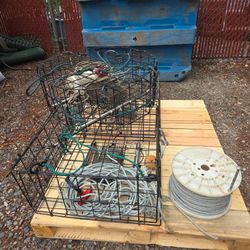 3 Crab pots and sinking rope