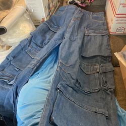 Denim cargo jeans for sale
