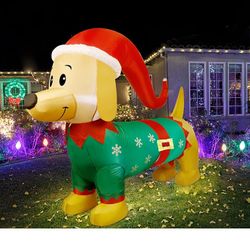 Christmas Blowups Xmas Inflatables for Winter Holiday Outdoor Indoor Decorations 4.9FT Dachshund

