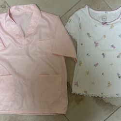 New Girls 6-6X Pink Scrub Top & Floral Shirt 