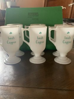 Irish Coffee Mugs Set Of Six Vintage