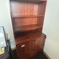 Cherry Wood Office Storage Cabinet / Bookcase with Drawers