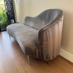 Gray Velvet Chaise Loveseat