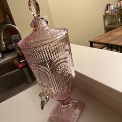 Pink glass pitcher