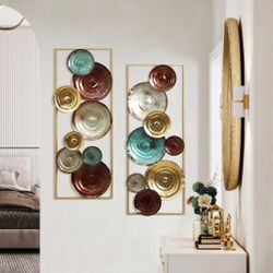 Clearance 2-Piece Multi-Color Gems Abstract Metal Wall Decor Set A2333