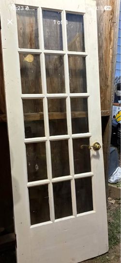 Antique Vintage Old Wood Wooden Interior French Door Window Glass