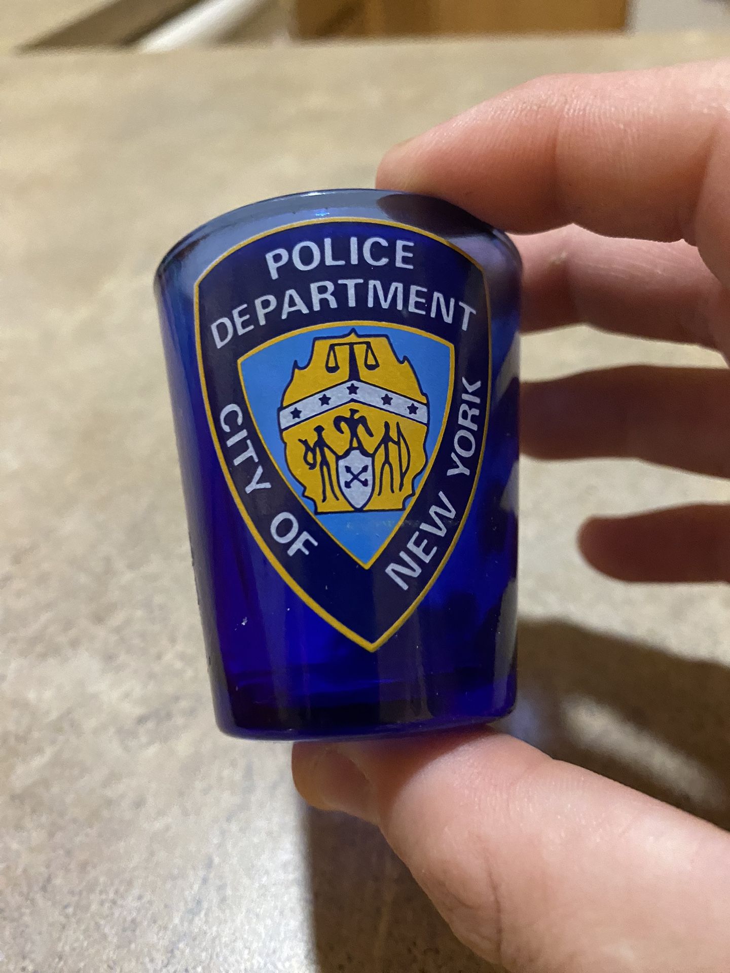 Blue Police Department Shotglass