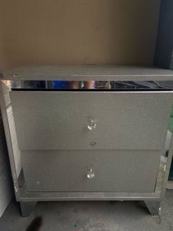 vanity cubbies drawers night stand crystal diamond grey outlet included