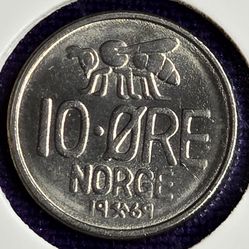1969 Norway 10 Ore Coin