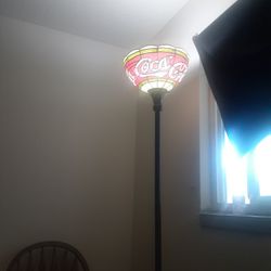 Vintage Coke Cola Tall Lamp &desk Lamp Set With Wall Clock An Thermometer An Two Serving Trays