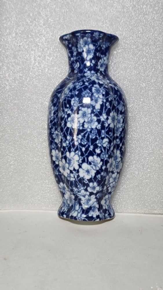 Larger Cobalt Blue And White Floral Wall Pocket