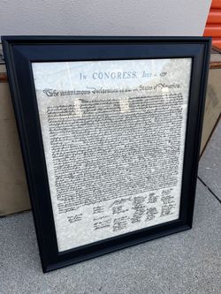 Vintage - Declaration Of Independence 1940’s - In New Glass And Black Wood Frame