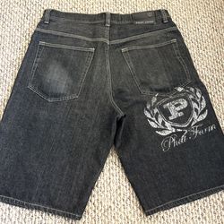 Vintage Y2K Phat Farm Baggy Skater Dark Gray Denim Shorts Men’s Size 36