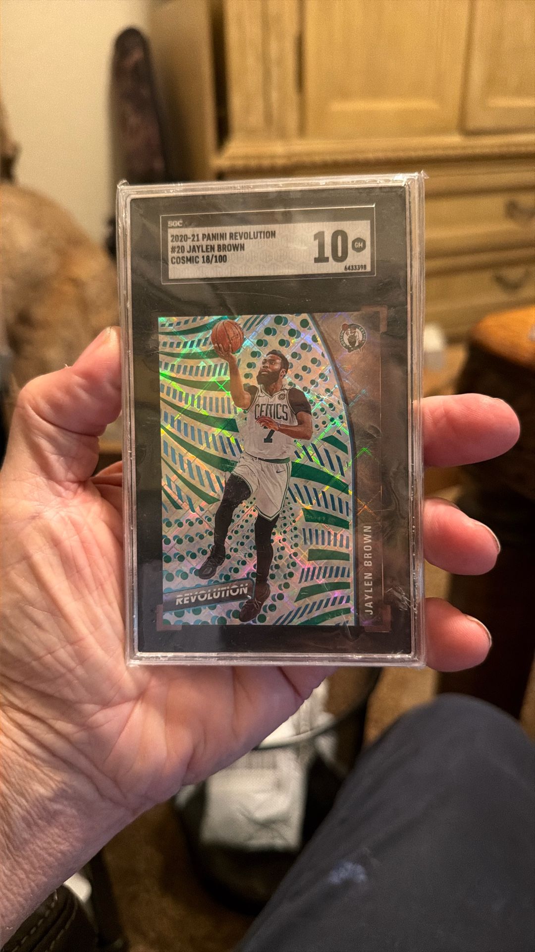 Scg Mint Tan Jalen Brown On The Cosmic Numbered 18 Out Of 100