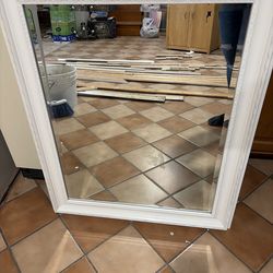 White frame mirror
