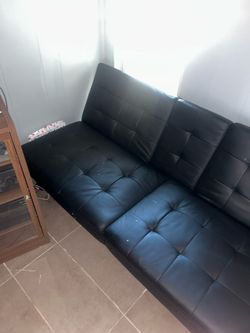 Black Convertible Futon / Sofa Bed - Folds Flat