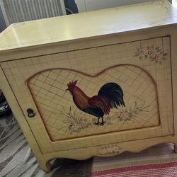 Antique hand painted Rooster Cabinet 30”Lx14”Wx27”H