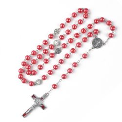 Catholic rosary beads in a gift box, Red
