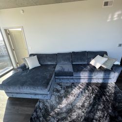 Large Blue Sectional, Left Arm Facing Oversized Chaise- From living Spaces 