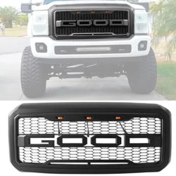 11-16 Ford F-250 F-350 R Style Front Bumper Hood Grille Matte Black