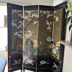4 Piece Wooden Asian Screen