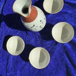 Collection Sake Set of 5 Pc Porcelain Japanese 