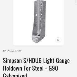 S/HDU6 Light gauge holdown for steel- G90