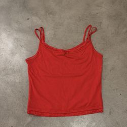 Target Red Lace Trim Tank Top