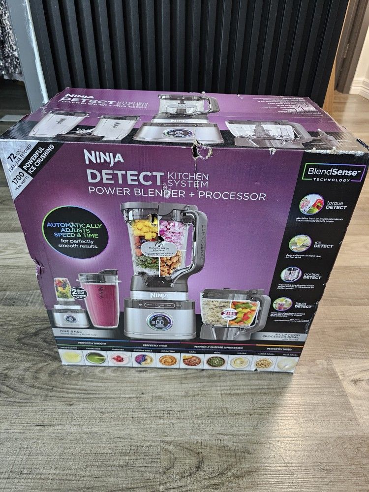 Ninja Detect Kitchen System Power Blender + Processor with Blend Sense Technology, Silver, TB400