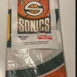New Large 27” X 37” Seattle Sonics Vertical Flag 