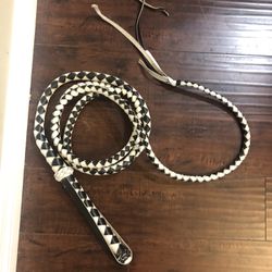 Blk and white Bull whip approx 9’