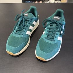 Adidas Cloudfoam Running Shoes Green White Sneakers Men’s Athletic Trainers