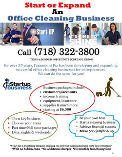 Start Or Expand An Office Cleaning Business! From: $6,000.